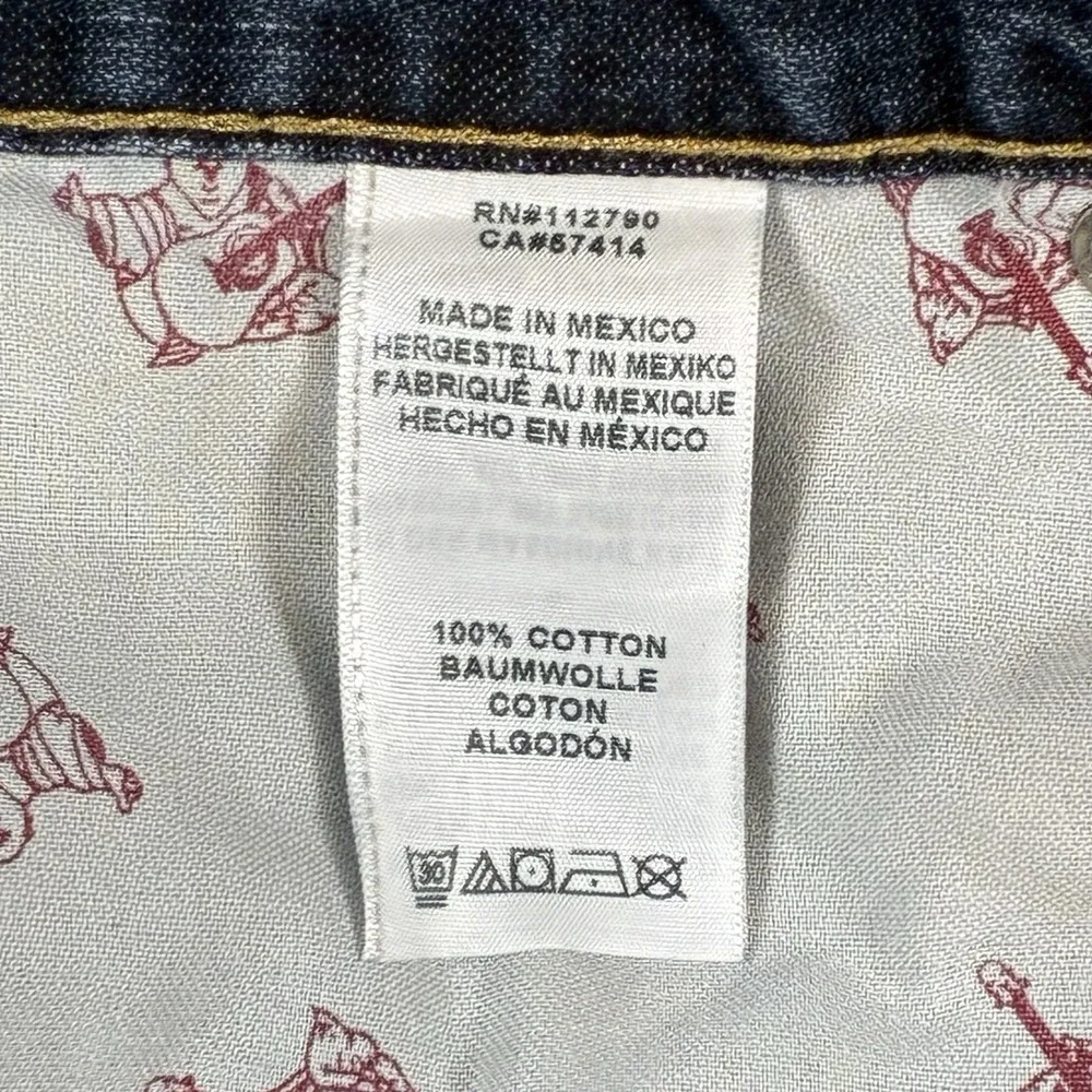 True Religion Ricky Straight Flap Men 33 x 33 Blue Distressed 100% Cotton Jeans